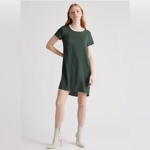 Washable stretch silk Tee dress by Quince - M, forest green